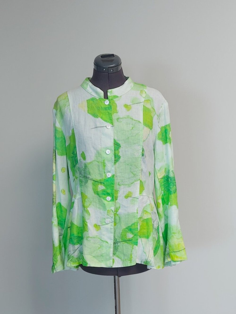 Grizas 100% Washed Linen Button Front Long Sleeve Shirt/Jacket - Size M (NWT)